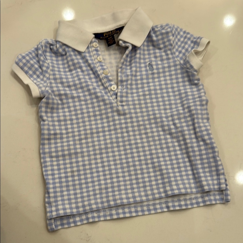 Polo by Ralph Lauren Blue and White Gingham Polo Shirt